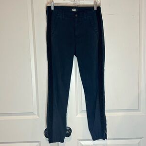 Paige Navy Blue Mayslie Velvet Stripe Ankle Jogger Pants 25